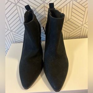 Black Faux Suede Chelsea Heel Bootie (WW)